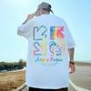 2025 Summer Men's Cotton Streetwear Hip-Hop Loose Fit T-Shirt - Unisex, Short Sleeve, Large Size