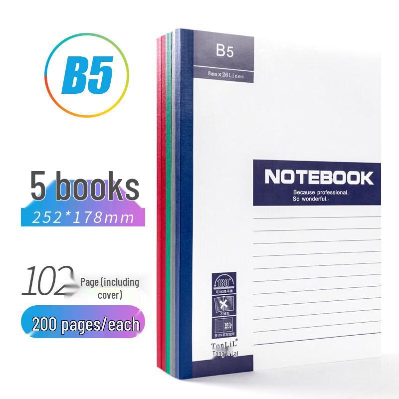 TonLiL B5 Softcover Office Notebooks (5-Pack)