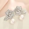 Geometric Pearl Drop Earrings With Cubic Zirconia For Elegant Women
