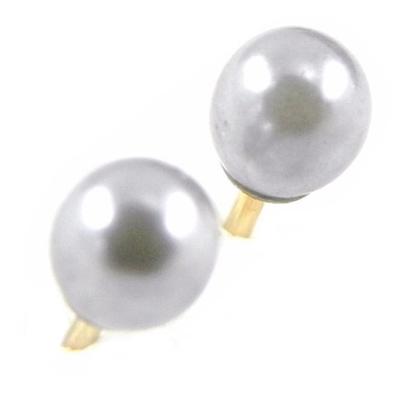 [B8466] - Gold Plated BO Grey Pearls 4 Mm