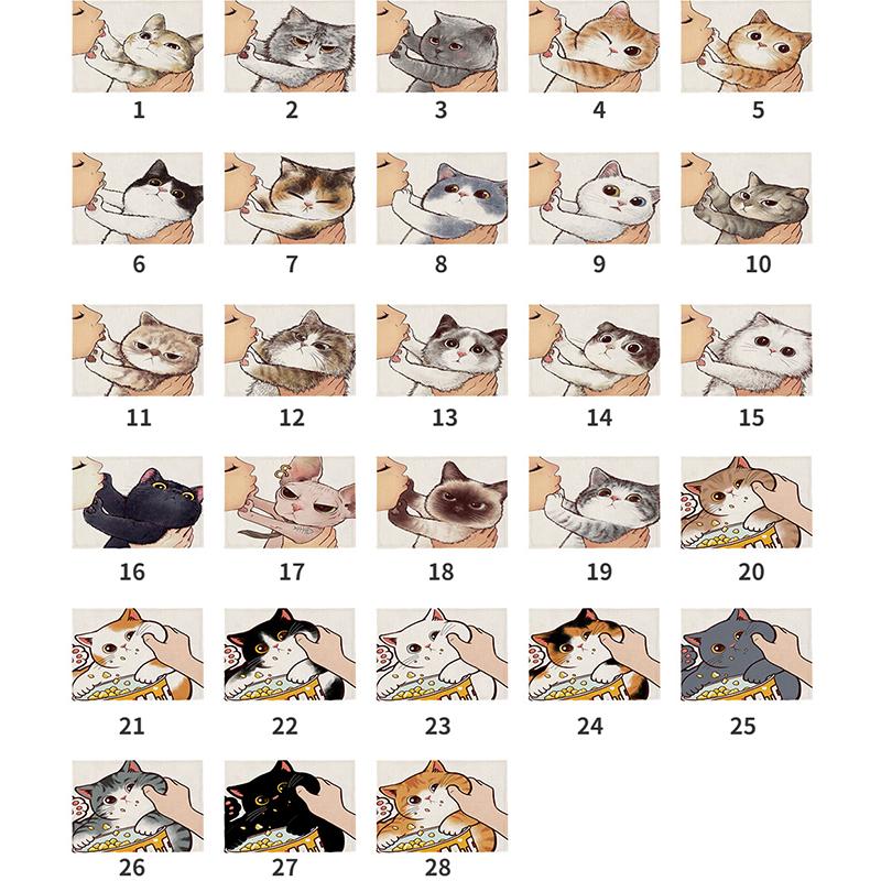 Kočičí lněná podložka na stůl Roztomilý odmítá políbit Prostírání s kresleným vzorem Dekorace na kuchyňský stůl Mat