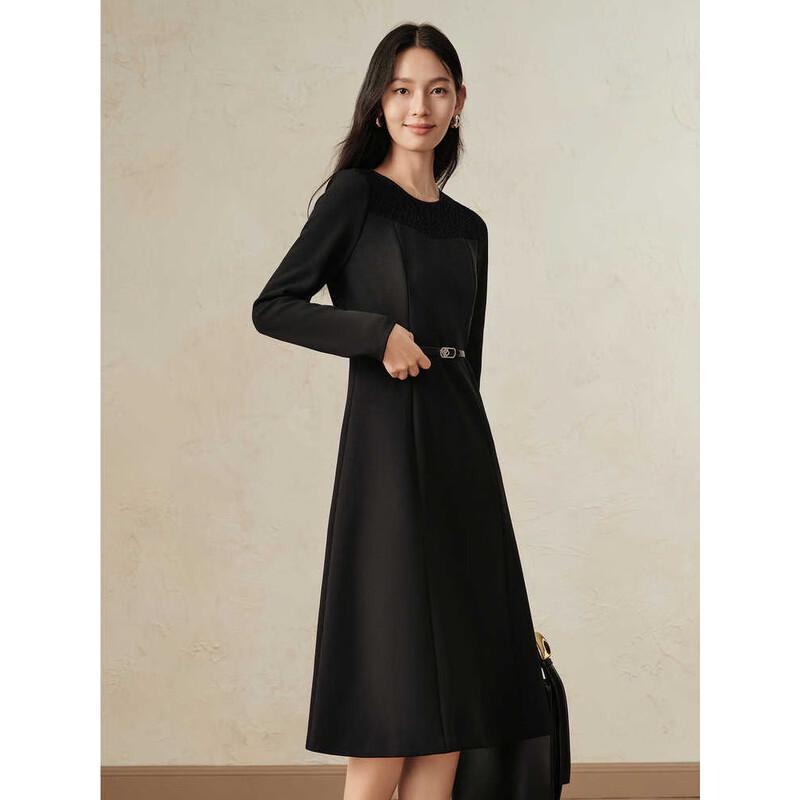 JUZI ANNACOLLE Spliced Lace Knitted Plush Slim Dress
