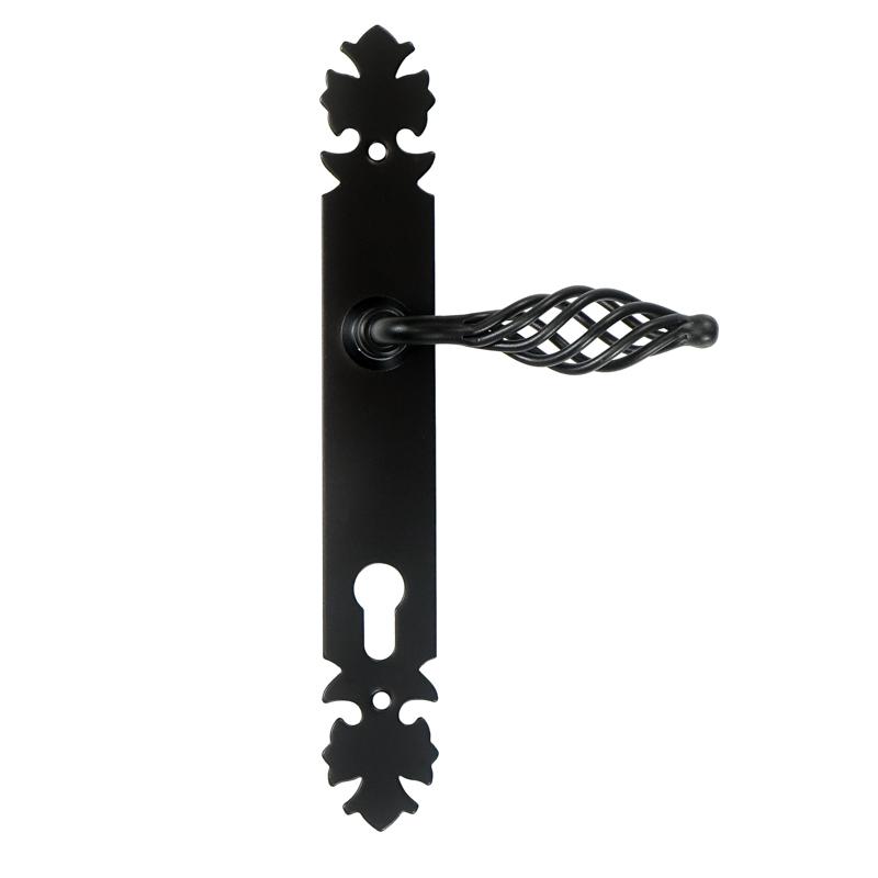 LAGOS Door Handle with Plate for 90mm Insert, BLACK