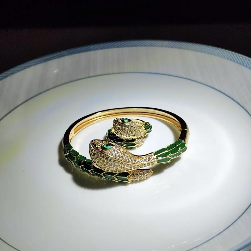 Fashionable Snake-shaped Open Bracelet and Ring Matching