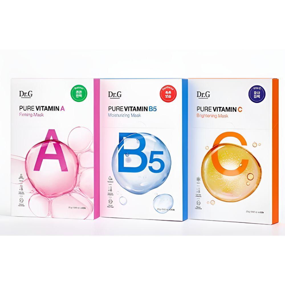 Dr.G Pure Vitamin Mask Set A Firming + B5 Moisturizing + C Brightening Sheet Mask Set 12 Sheets