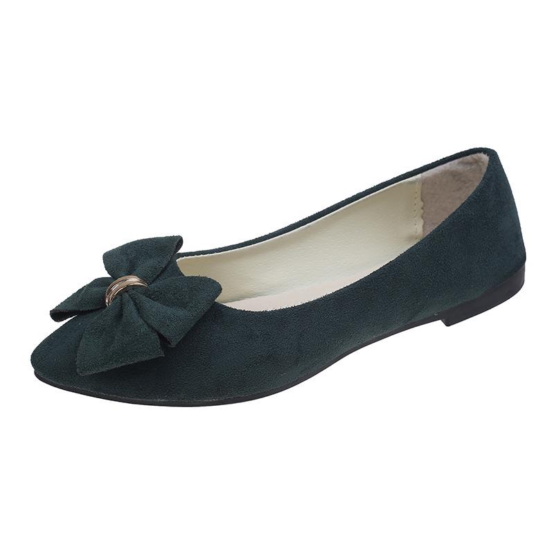 2025 Spring/Autumn Women's Bow Suede Loafers - British Style, Casual, Low-Cut, Plus Size