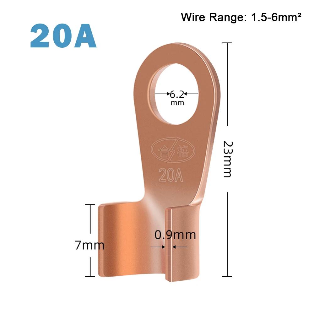 

10/50 ШТ Мідний OT Клемник Неізольований З єднувач Дроту Голі Електричні Термінали Кабелю Кільцевий Термінал для Акумулятора Обтискний Термінал 10-400А 10pcs