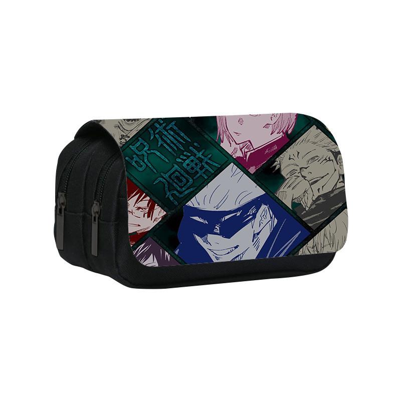 Jujutsu Kaisen Pattern Double Layer Flip Cover Stationery Storage Pencil Bag For Middle School Students