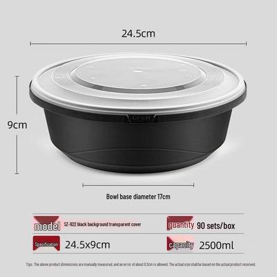 HANDUNYOU Disposable Locking Takeout Round Bowls with Lids, 2500ml, 90 Sets