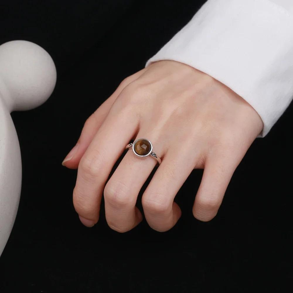 Anello in Occhio di Tigre Naturale Gioielli per Donna Argento Sterling 925 Elegante Anniversario Fidanzamento Matrimonio Regali Ametista