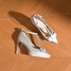 10528 [Schafsleder] High Heels Damen Dünne Absätze 2025 Neu Französisch Spitz Einwort mit Wasserdichte Plateauschuhe