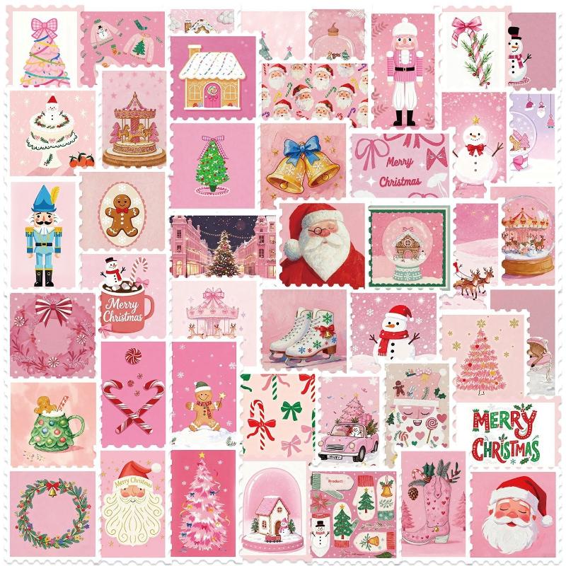 

50Pcs Christmas Stamp Stickers Decals For Laptop Scrapbook Skateboard Helmet Guitar Diy Creative Aesthetic Stickers A1