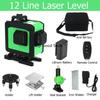3D 12 Lines Laser Level Self-Leveling 360 Horizontal And Vertical Cross Super Powerful Green Laser Beam Line Measurement Tools