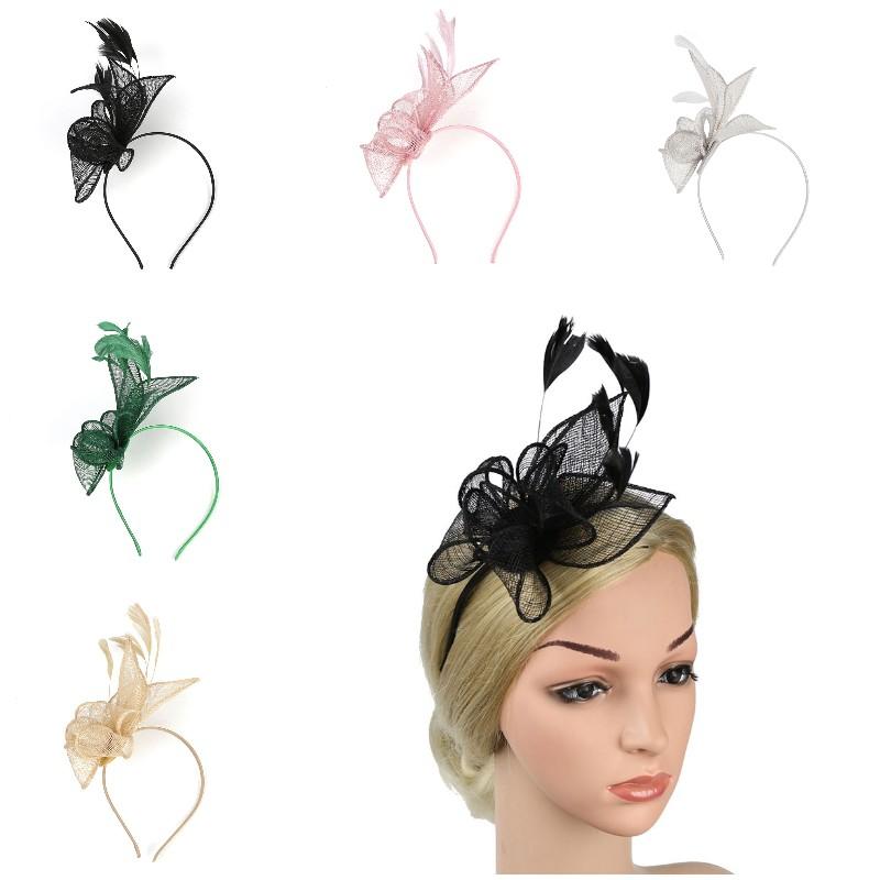 Fascinator Feather Women Party Mesh Headband Halloween Props Hair Accessories
