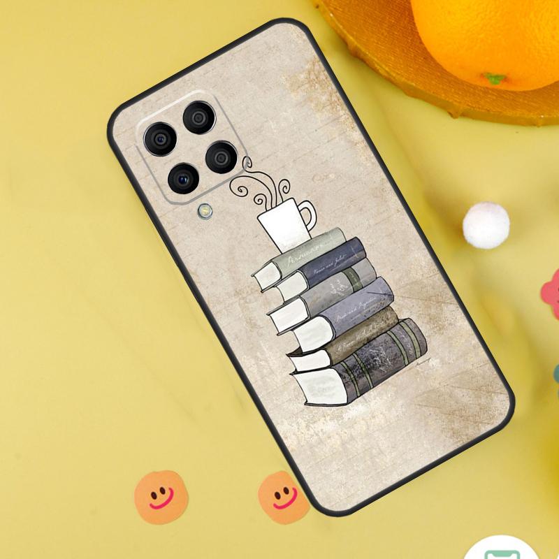 Books And Coffee Case For Samsung Galaxy M35 M33 M21 M31 M16 M36 M56 M53 M13 M12 M32 M52 M15 M55 M14 M34 M54