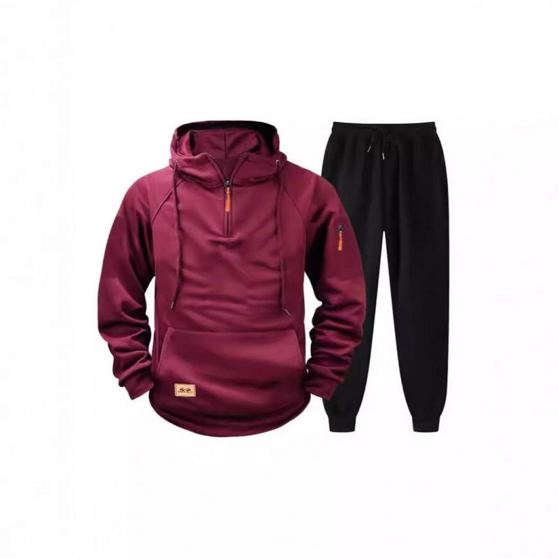 Herren Fleece-gefüttertes Kapuzenpullover Jogginghosen Set Streetwear Lässiges Outfit Winter