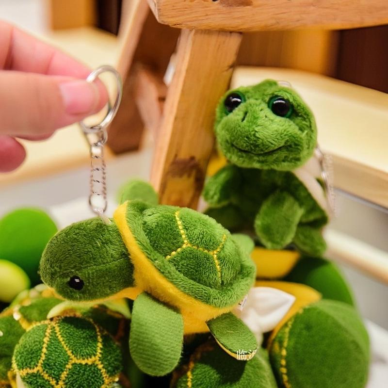 Cross-Border Mini Plush Turtle Keychain: Big-Eyed Turtle Backpack Pendant Toy