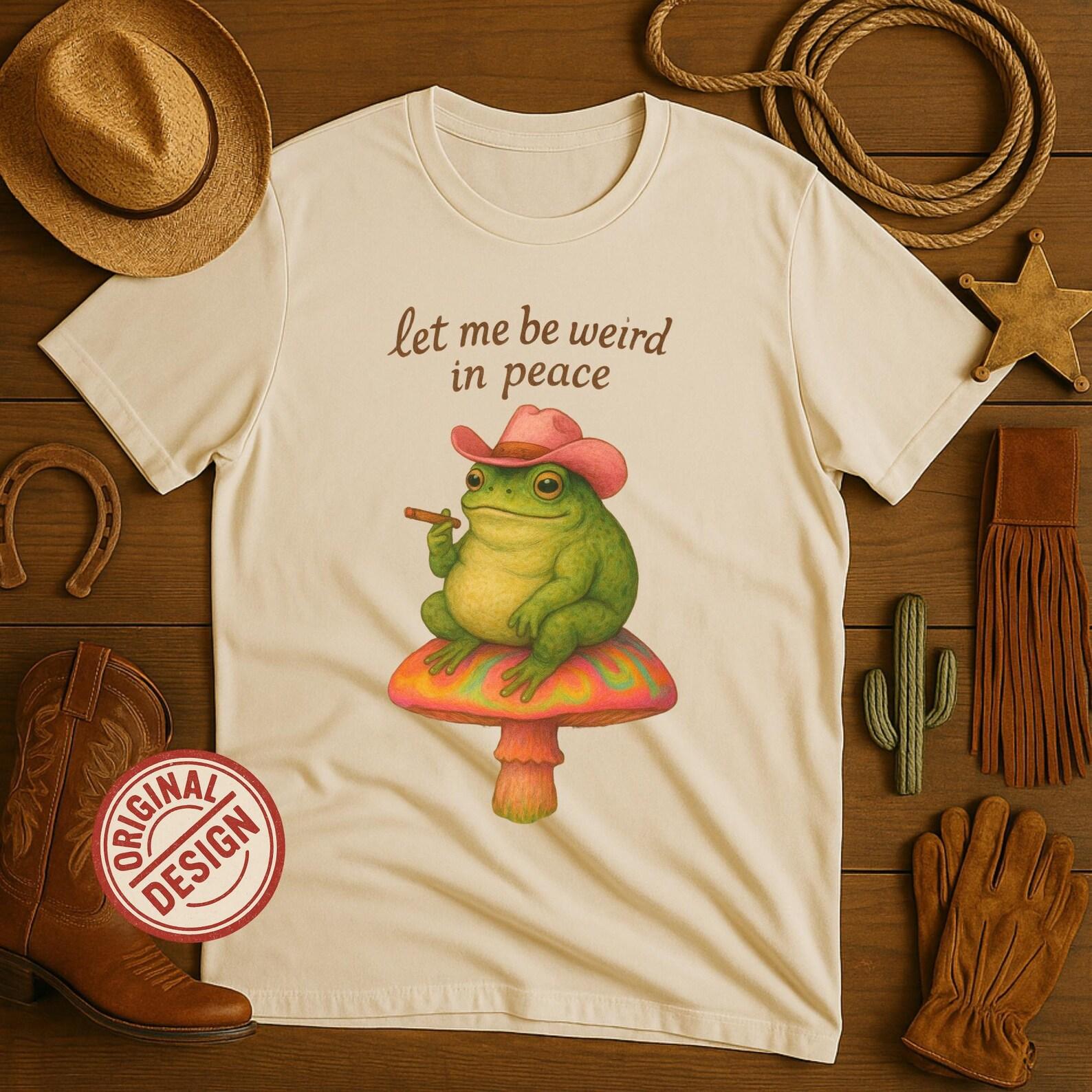 Chubby Cowboy Frog Shirt – Retro Cottagecore Neon Mushroom Tee, Funny Weird Frog T-Shirt. 2XL