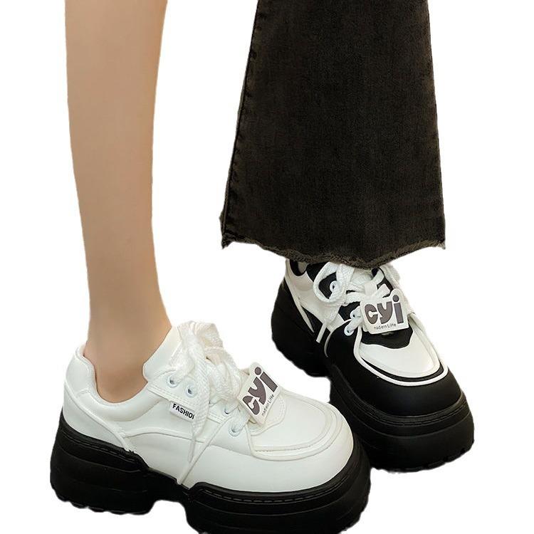 Versatile Muffin Little White Shoes Women's Spring and Autumn Thick Soles New Niche Height-increasing Casual Sports Shoes