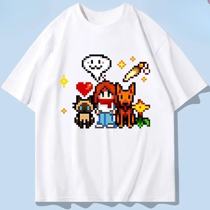 Stardew Valley ar īsām piedurknēm T-krekls vīriešiem 2025 jauns vasaras pikseļu stila pusaudžu apģērbs