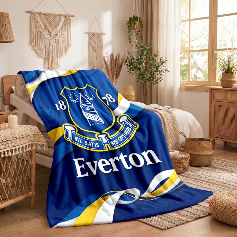 Everton Football Print Flannel Blanket Soft Warm Sofa Bed Throw Blanket For Home Office Bedroom