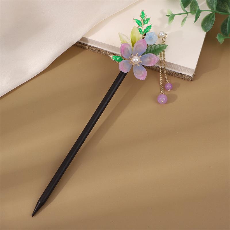 Ancient Style Tassel Hairpin - Imitation Ebony Wood, Hanfu Accessories, Chinese Jewelry for Women