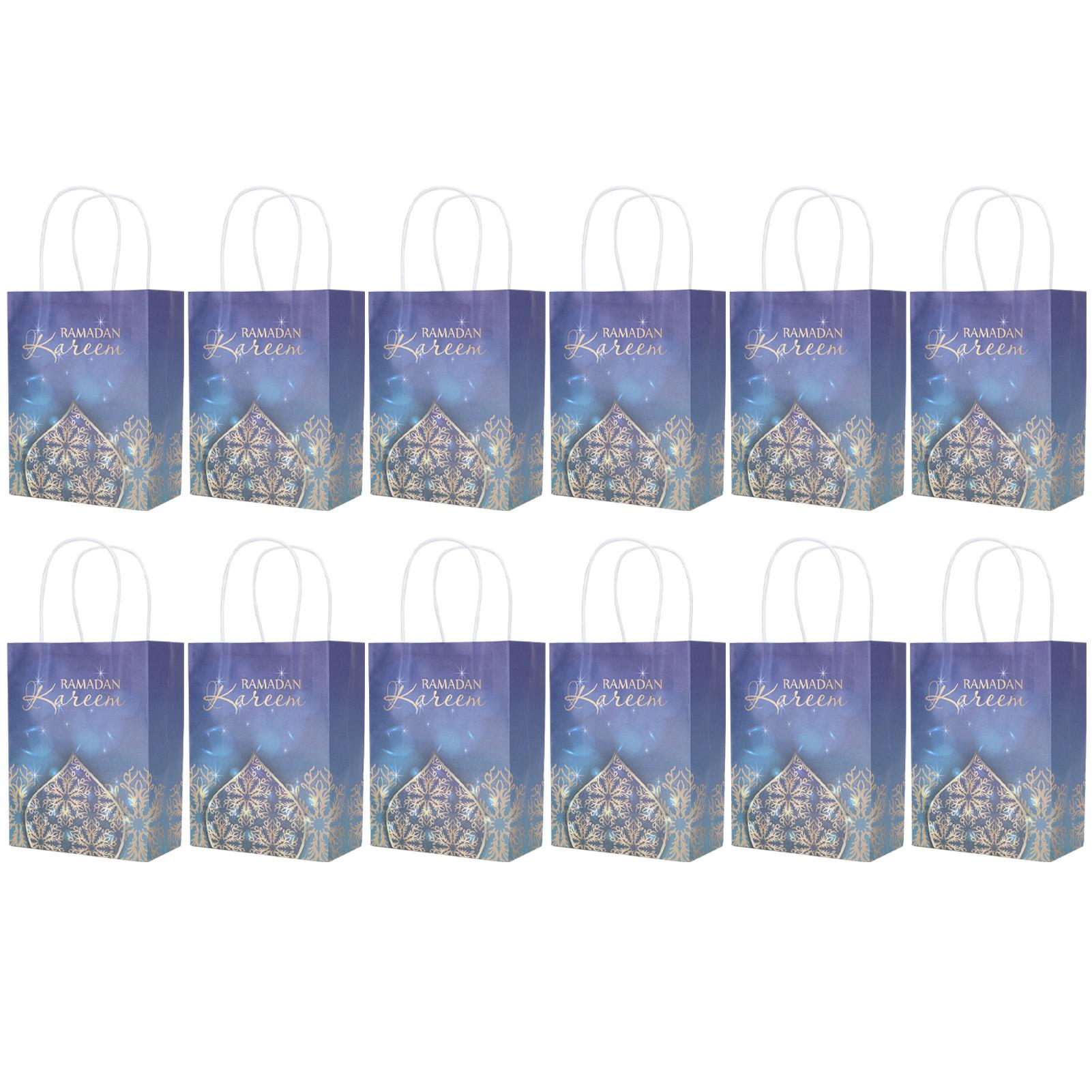 

12 шт. Подарочный пакет на Рамадан с веревочной ручкой, бумажные упаковочные украшения, сумка для рукоделия, синие