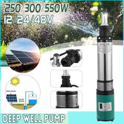 Pompa Acqua Pozzo Profondo 10/15 metri Pompa Acqua Solare Irrigazione Agricola Pompa da Giardino Alta Portata Pompa Sommergibile a Vite DC 12/24V/48V