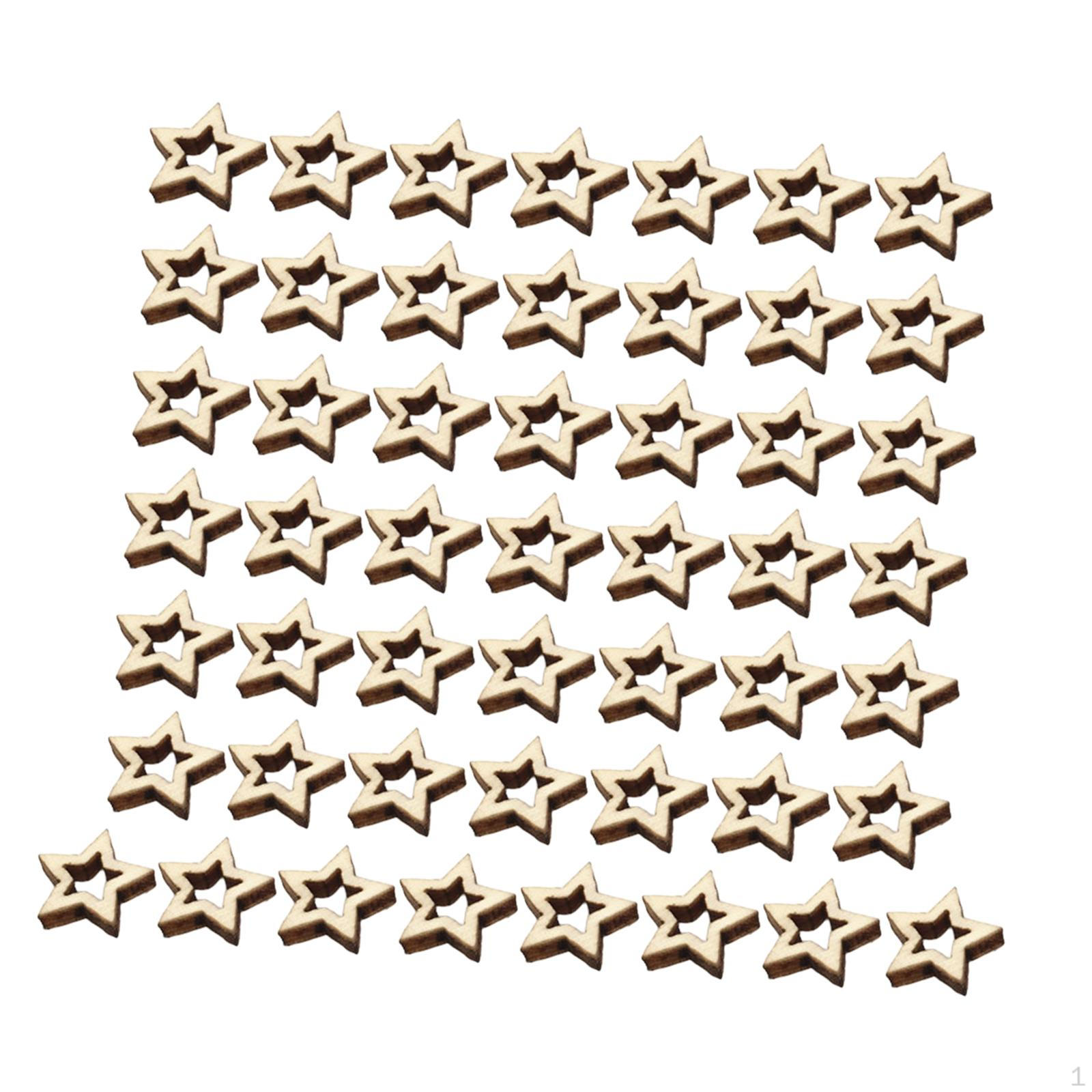 

Hollow Star Unfinished Wood Pieces Hoops Blank Cutouts Wooden Ornaments for DIY Craft 50pcs 1cm