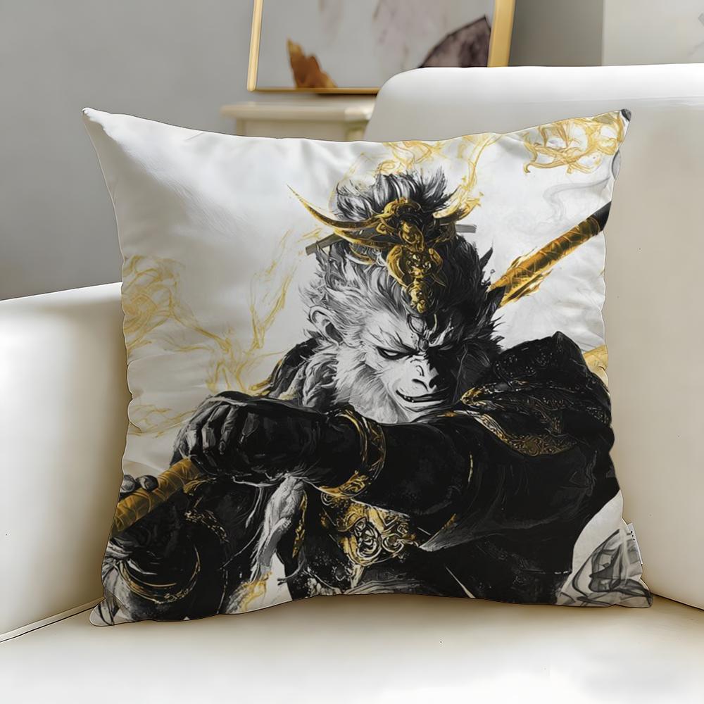 popular game Black Myth Wukong Cushion Cover Soft  EasyWash Pillow Case  Versatile for Couch Bed Travel and Office