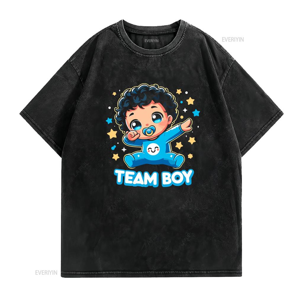 Team Boy Baby Gender Reveal Party Announcement T Shirt vintage Washed Stylish graphic Soft designer clothes Casual Comfortable