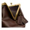 COACH Kisslock Leather Clutch Handbag Large Women's Dark Brown CBR51-B4DB