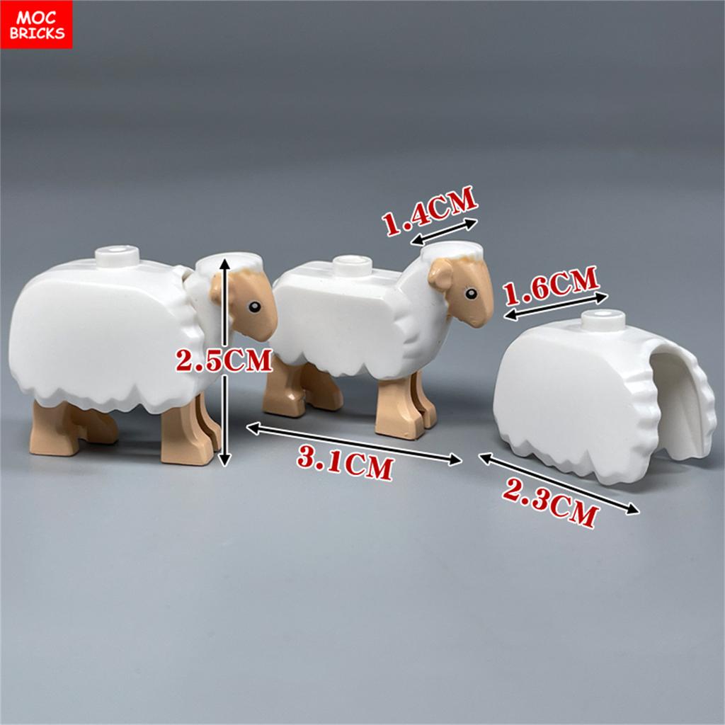 MOC Bricks Cute Sheep Goat Shed Sheepfold Animal DIY Farm Grassland View Building Blocks Accessories Children's Toys Gifts