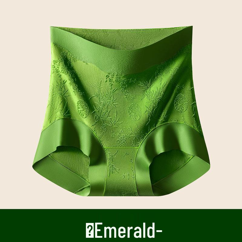 Mizhai Women's High-Waisted Tummy Control Silk Underwear, Chinese Style, Plus Size, Antibacterial Mulberry Silk Crotch