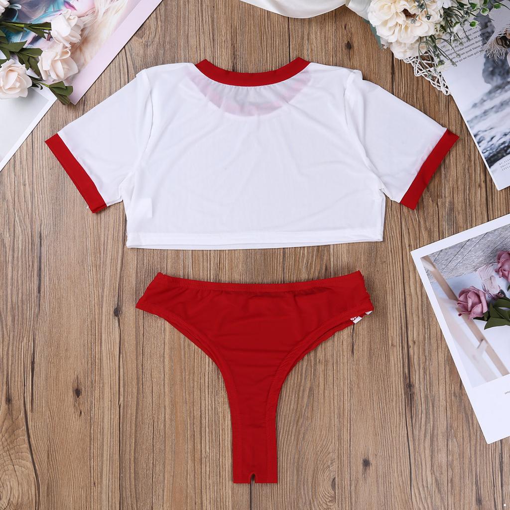 Dámská školní sada spodního prádla pro dívky Anime Cosplay Kostýmy Sexy Crop Tops Mini kalhotky Outfity