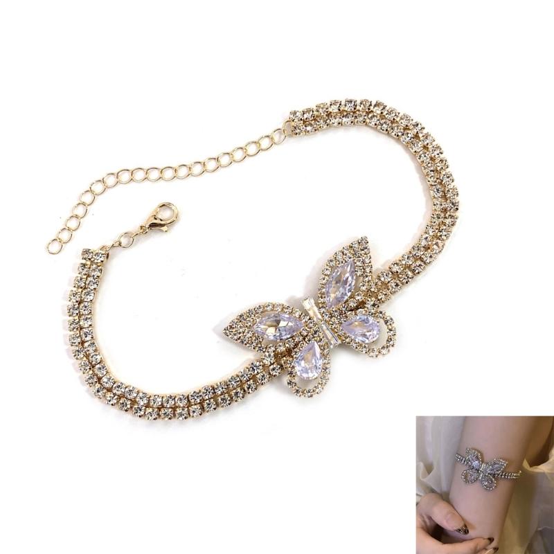 Fashionable Zirconia Butterfly Bracelet Comfort Fit Korean Styles Fashion Accessory for Casual or Formal Occasions