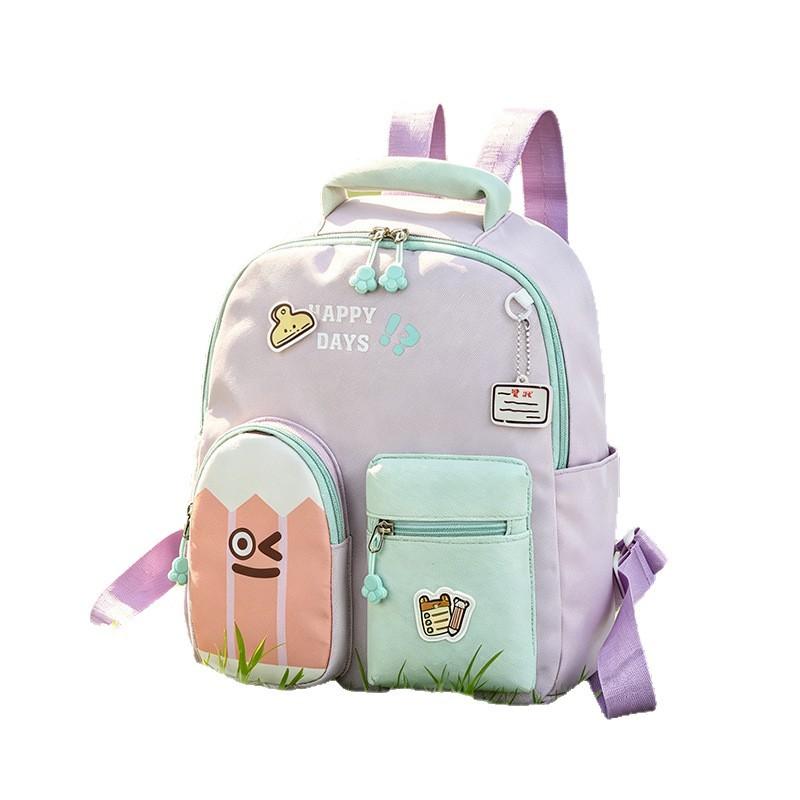 Schoolbag kindergarten schoolbag cartoon color matching middle and large class baby schoolbag preschool children backpack children's schoolbag