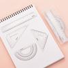 DELI Metal Ruler 20cm Set Stationery for Students Straightedge Triangle Ruler with Wave Line Protractor, Compass Triangle Plate