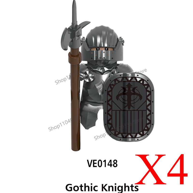 MOC Mittelalterliche Bausteine Zubehör Burgen Gotische Ritter Drache Löwe Krieger Pferd Helme Schilde Rüstungen Äxte Steine Spielzeug