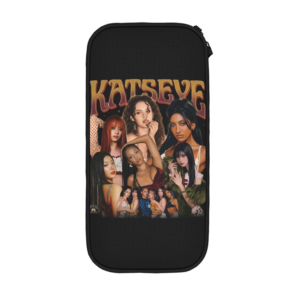 Katseye Kpop Idol Pencil Case Creative Korea Music Pen Bags Student Large Storage Office Cosmetic Pencilcases
