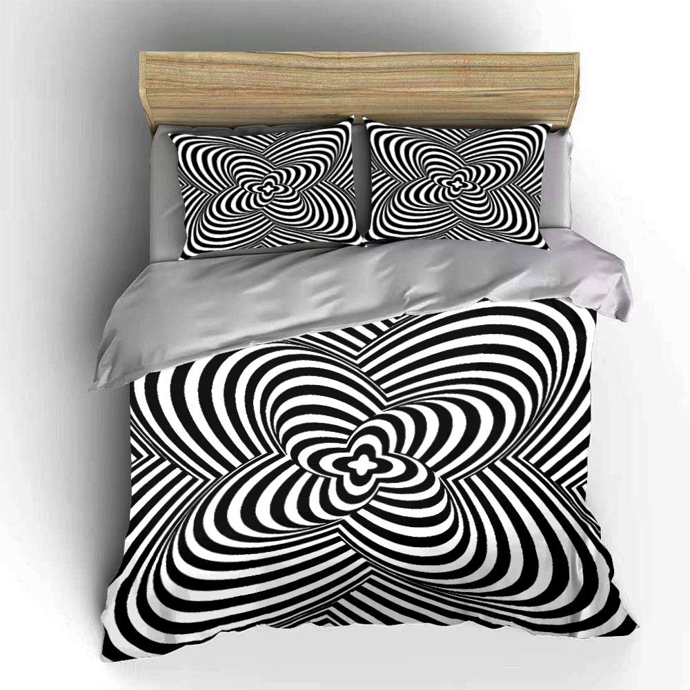 Abstract Black And White Design Set Exquisite Three-Piece Bedding Set Gift For Kids And Adults