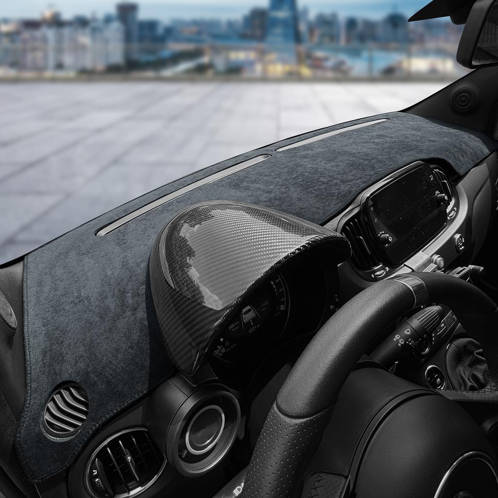 Flanell-Armaturenbrettmatte für Abarth 595 695 (2012–2024) Fiat 500 (2012-2019) - Blendfreier Sonnenschutz Teppich für das Auto-Interieur