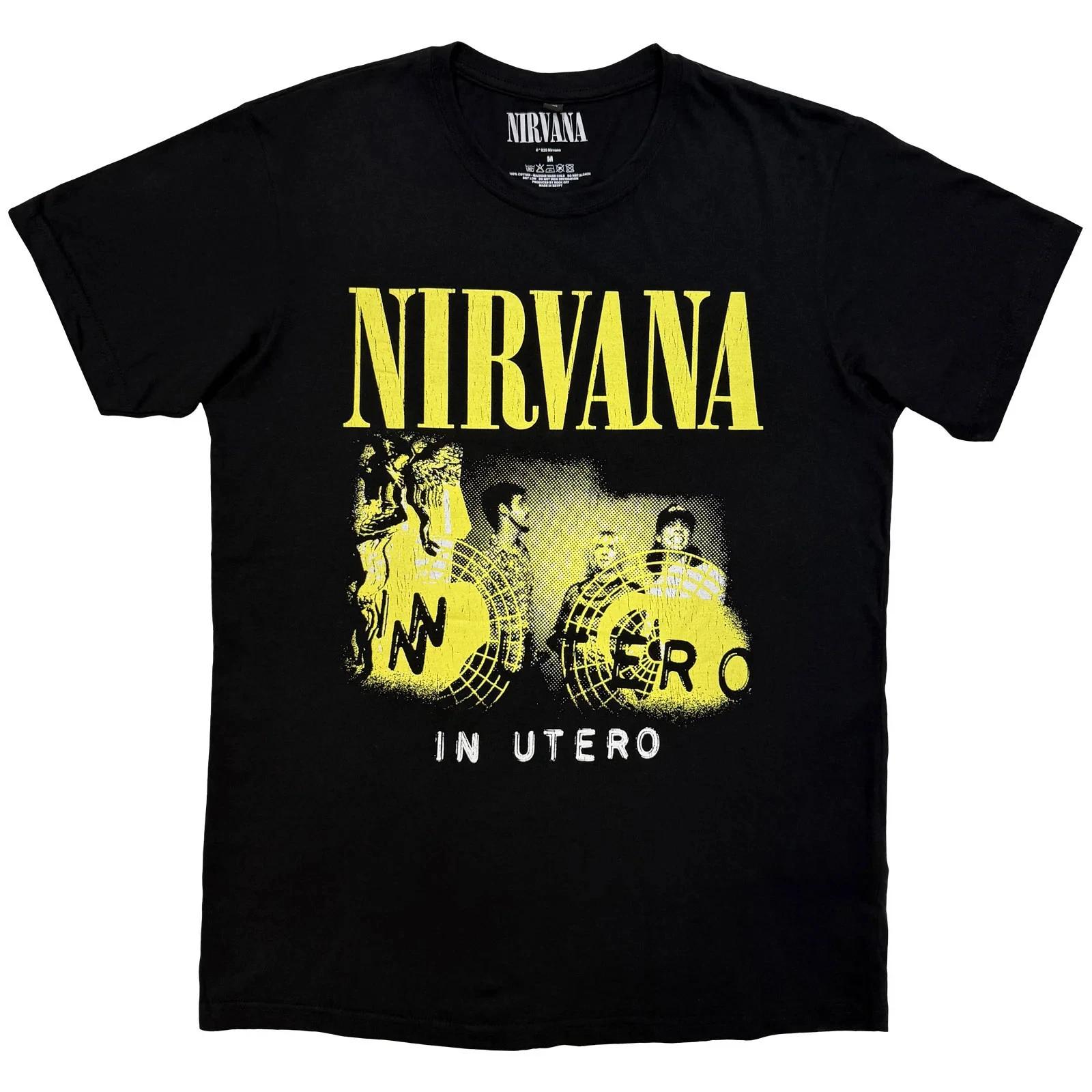 Nirvana Carbon T-Shirt: In Utero Band Photo (Black) OFFICIAL NEW XL