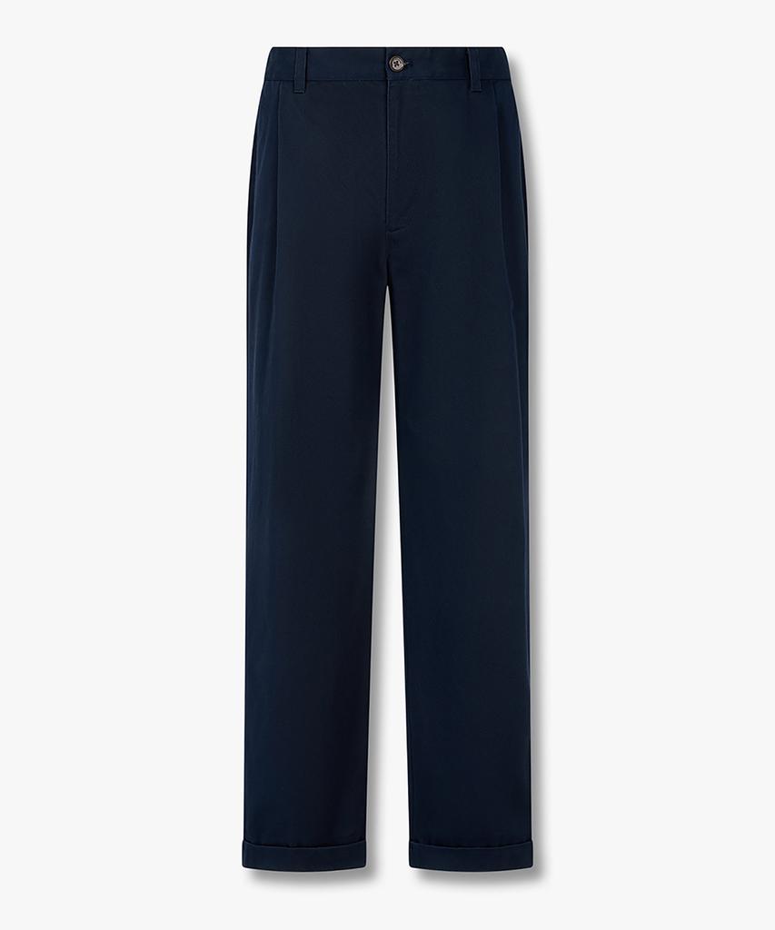 MAN ON THE BOON Washed One-Tuck Roll-Up Hem Chino Pants_Navy 4715304001