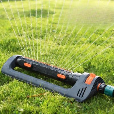 Oscillating Sprinkler Water Compact Adjustable Irrigation with 19 Hole Nozzles Gardening