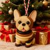 Bulldog Ornament Set French Style Button Puppy Hanging Pendant Home Party Christmas Holiday Decoration