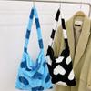 Love Heart Print Bags For Women Soft Plush Shoulder Bags Female Handbag Winter Warm Fluffy Bucket Bags Furry Fluffy Tote Bags