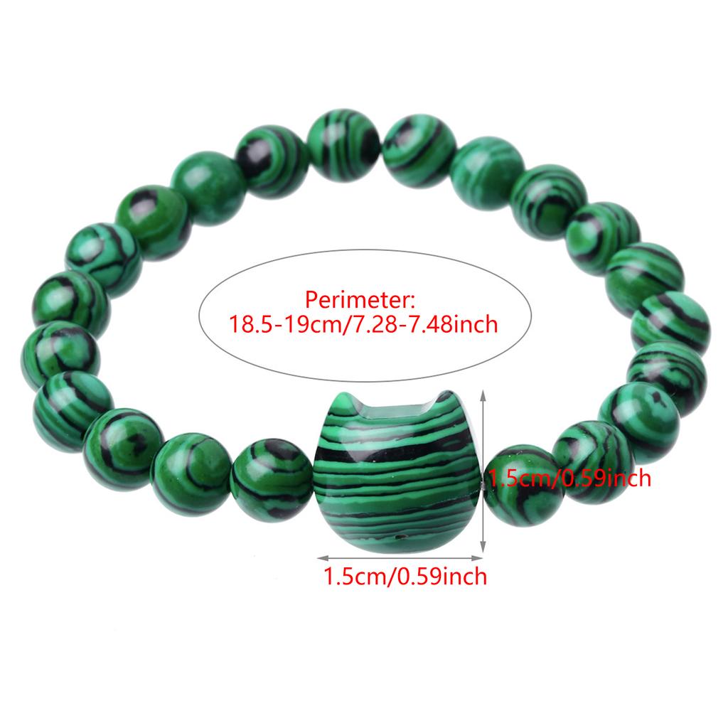 Bohemian Natural Stone Bead Bracelet Cats Head Charm Wristband Handmade Jewelry Gift for Birthdays and Anniversaries