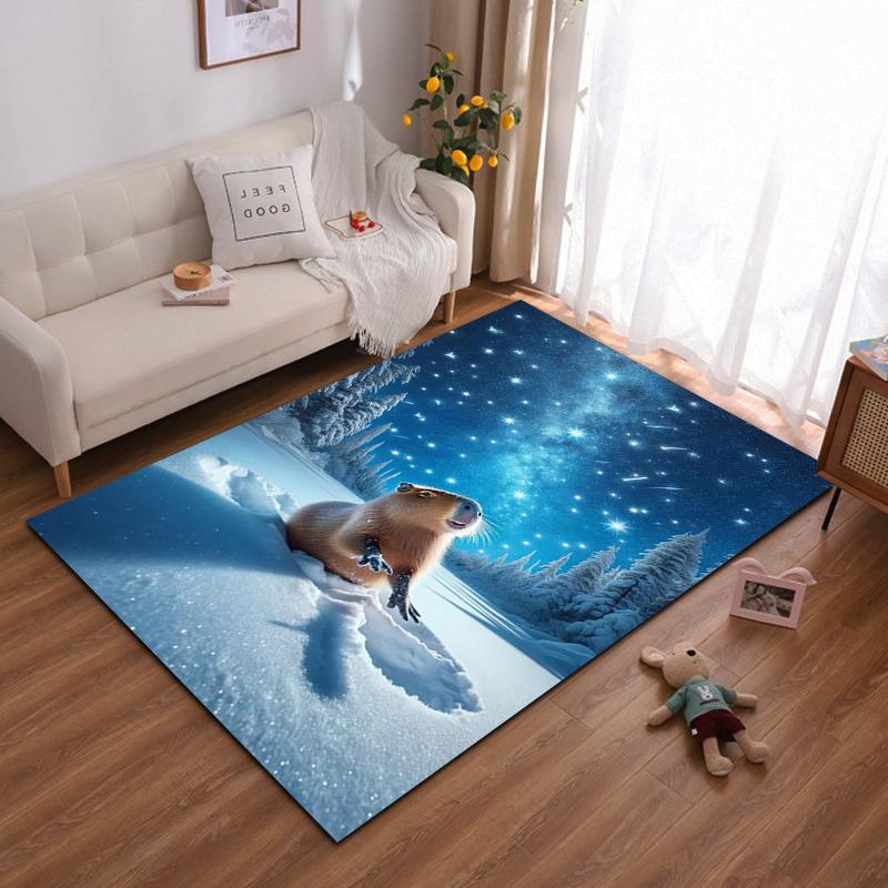 Blue Winter Snowflake Night Forest Carpet for Living Room Decor Suitable for use as an anti-slip for living room bedroom sofas 40x60cm( 15x23in )