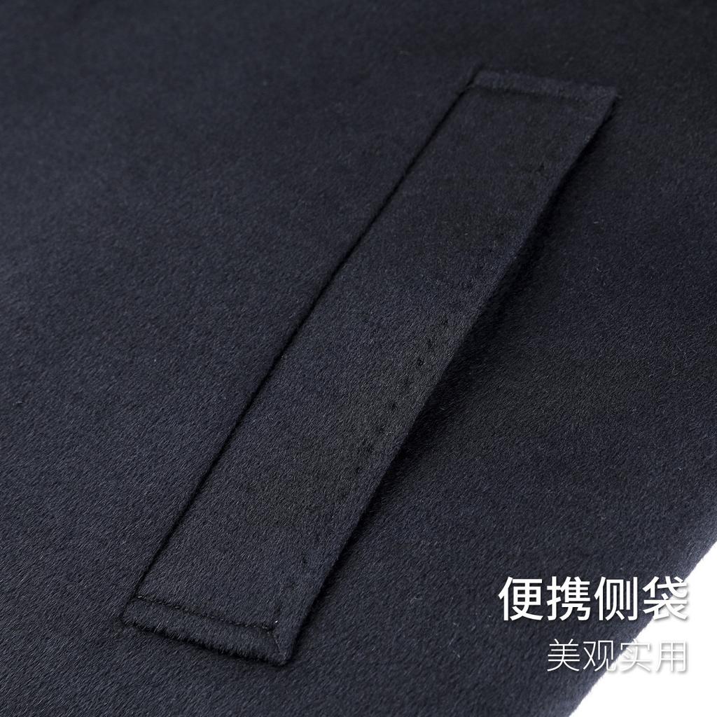 Men's Australian Mulberry Silk Thickened Long Wool Coat with Detachable Goose Down Inner